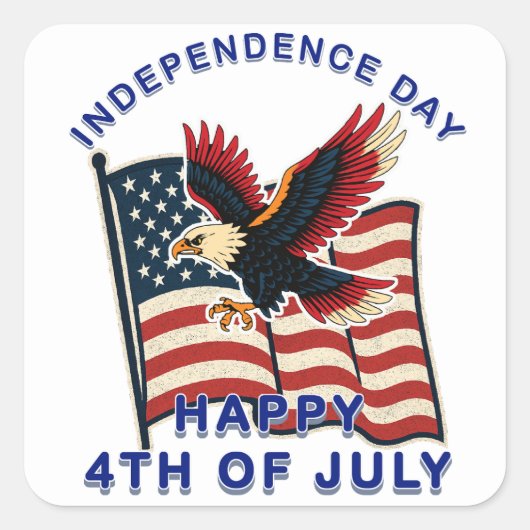 Amerikanischer Unabhängigkeitstag Quadratischer Aufkleber (Vorderseite)