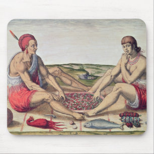 Amerikanischer Ureinwohner, der eine Mahlzeit isst Mousepad