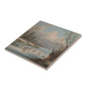 Amerikanischer Ureinwohner, der Lacrosse auf dem Fliese (Seite)