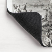 Amerikanischer Ureinwohner, der um ein Feuer, Mousepad (Ecke)