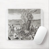 Amerikanischer Ureinwohner, der um ein Feuer, Mousepad (Mit Mouse)