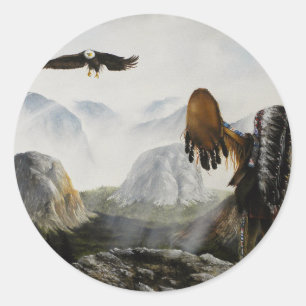 Amerikanischer Ureinwohner Painting~ willkommener Runder Aufkleber