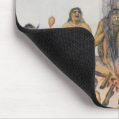 Amerikanischer Ureinwohner ringsum ein Feuer Mousepad (Ecke)