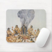 Amerikanischer Ureinwohner ringsum ein Feuer Mousepad (Mit Mouse)