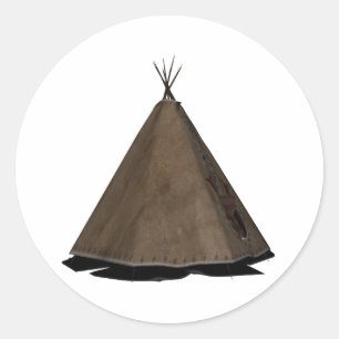 amerikanischer Ureinwohner Teepee Runder Aufkleber