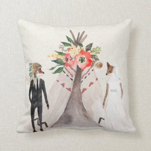 Amerikanischer Ureinwohnerfox-Braut und -bräutiga Kissen