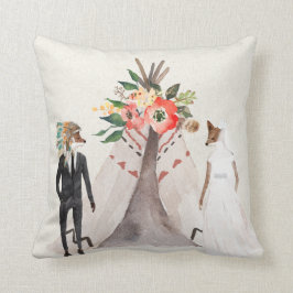 Amerikanischer Ureinwohnerfox-Braut und -bräutigam Kissen