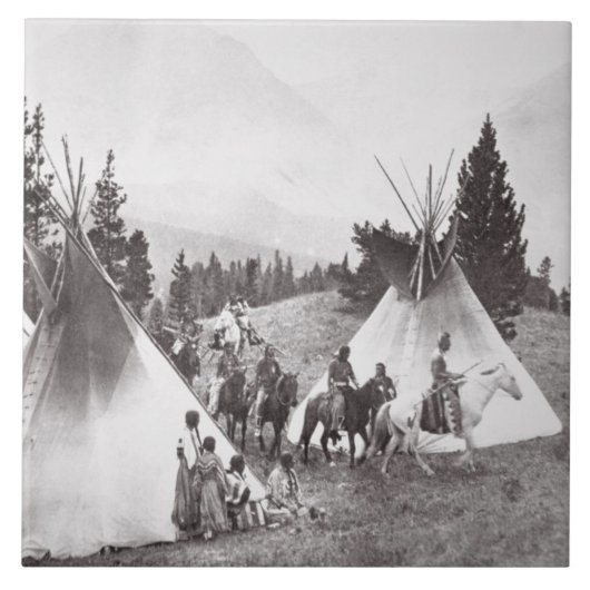 Amerikanischer Ureinwohnerteepee-Lager, Montana, Fliese (Vorderseite)