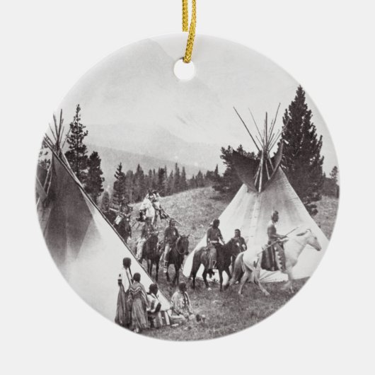Amerikanischer Ureinwohnerteepee-Lager, Montana, Keramikornament (Vorne)