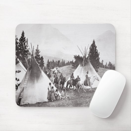 Amerikanischer Ureinwohnerteepee-Lager, Montana, Mousepad (Mit Mouse)