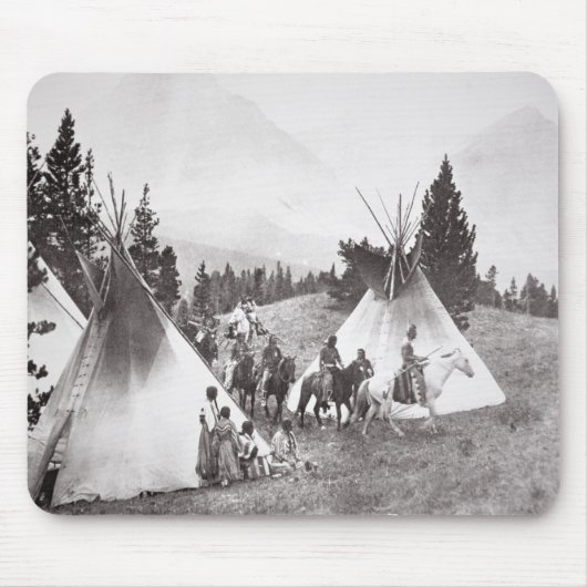 Amerikanischer Ureinwohnerteepee-Lager, Montana, Mousepad (Vorne)