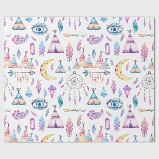 Amerikanischer UreinwohnerTeepees Dreamcatchers Geschenkpapier (Flach)