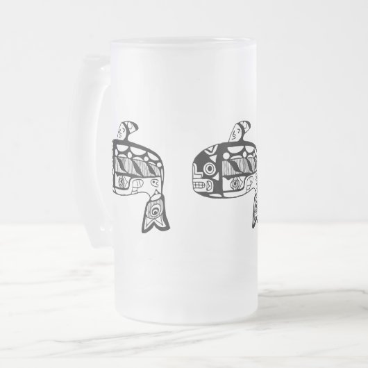 Amerikanischer Ureinwohnertlingit-Wal Mattglas Bierglas (Vorderseite Links)