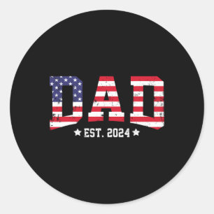 Amerikanischer Vater Est 2024 Erster Tag der Väter Runder Aufkleber