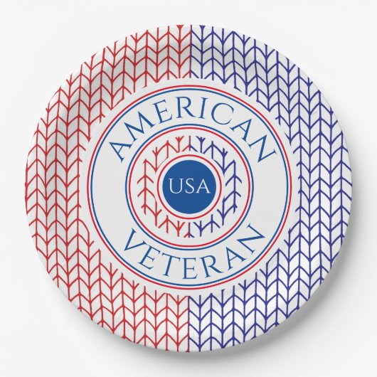 AMERIKANISCHER VETERAN 9" Runder Paper Teller (Vorderseite)
