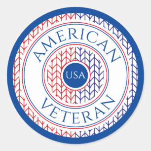 AMERIKANISCHER VETERAN Große Round Stickers / Blau