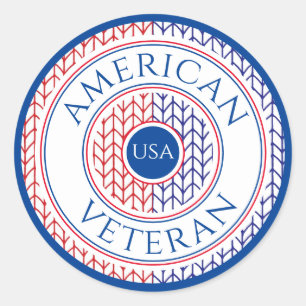 AMERIKANISCHER VETERAN Kleine Round Stickers / Bla