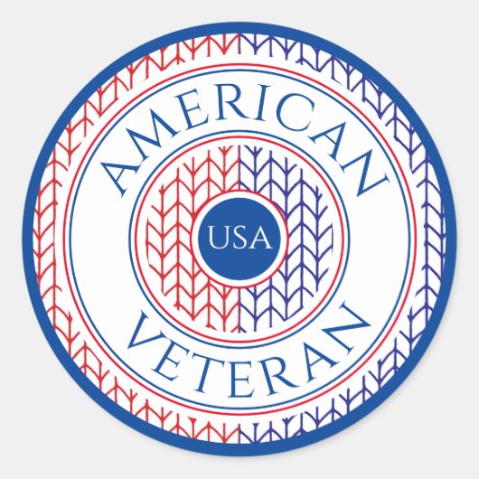 AMERIKANISCHER VETERAN Kleine Round Stickers / Bla (Vorderseite)