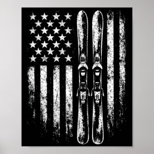 Amerikanischer Vintage-Skisport Ski Winter Berg US Poster