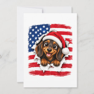 Amerikanischer Weihnachts-Dackel Dankeskarte