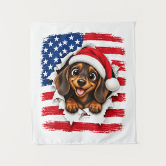 Amerikanischer Weihnachts-Dackel Wandteppich
