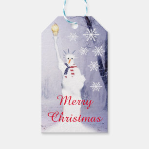 Amerikanischer Weihnachtsschneemann Geschenkanhänger
