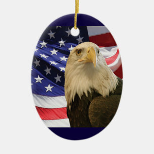 Amerikanischer Weißkopfseeadler und Flagge Keramikornament