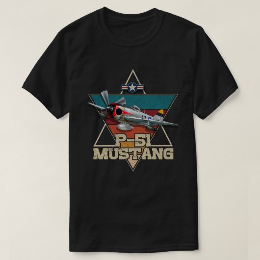 Amerikanischer Weltkrieg 2 P-51 Mustang Fighter Fl T-Shirt (Design vorne)