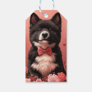 Amerikanisches Akita mit Rose - Valentinstag Geschenkanhänger