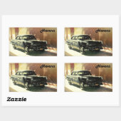 Amerikanisches Auto im alten Havanna, kubanischer Rechteckiger Aufkleber (Blatt)