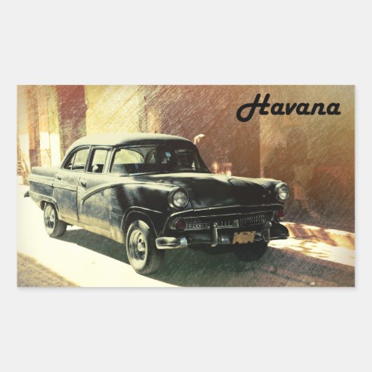 Amerikanisches Auto im alten Havanna, kubanischer Rechteckiger Aufkleber (Vorderseite)