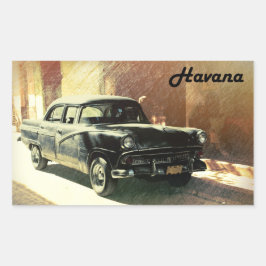 Amerikanisches Auto im alten Havanna, kubanischer  Rechteckiger Aufkleber
