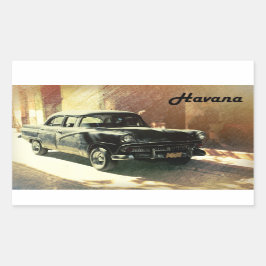 Amerikanisches Auto im alten Havanna, kubanischer Rechteckiger Aufkleber