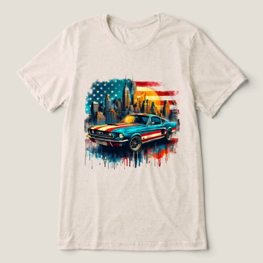 amerikanisches Auto Tri-Blend Shirt (Design Vorderseite)
