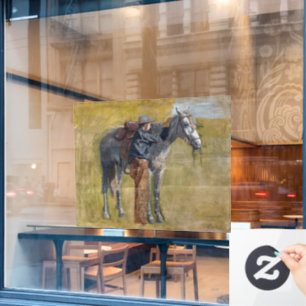 Amerikanisches Badlands: Old West Cowboy mit Pferd Fensteraufkleber