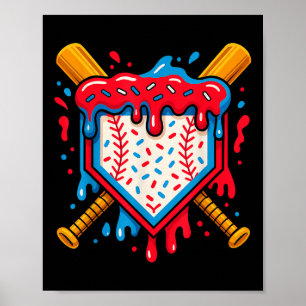 Amerikanisches Baseball-Drip-Eis Für Jungen Ball U Poster