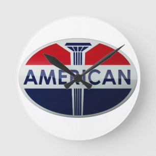 Amerikanisches Benzin vintage Tankstelle Schild Uh Runde Wanduhr