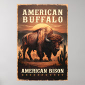 Amerikanisches Bison bei Sonnenuntergang Poster (Vorne)