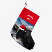 Amerikanisches Bison in der Weihnachtsmannmütze   Kleiner Weihnachtsstrumpf (Vorderansicht (hängend))