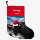 Amerikanisches Bison in der Weihnachtsmannmütze   Kleiner Weihnachtsstrumpf (Vorderseite)