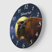 Amerikanisches Bison, Vollmond und Sternennacht Große Wanduhr (Winkel)