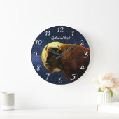 Amerikanisches Bison, Vollmond und Sternennacht Große Wanduhr (Zuhause)