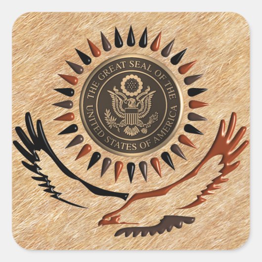 AMERIKANISCHES BRONZE SIEGEL EAGFL QUADRATISCHER AUFKLEBER (Vorderseite)