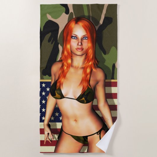 Amerikanisches Camouflage-Bikini-Baby Strandtuch (Vorderseite)