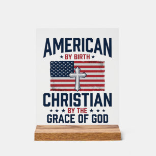 Amerikanisches christliches Flaggenkreuz Vintage-S Acrylschild