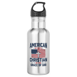 Amerikanisches christliches Flaggenkreuz Vintage-S Edelstahlflasche