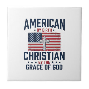 Amerikanisches christliches Flaggenkreuz Vintage-S Fliese