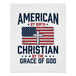 Amerikanisches christliches Flaggenkreuz Vintage-S Poster