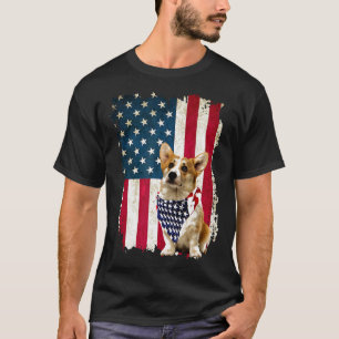 Amerikanisches Corgi-Bandana-US-Flagge 4. Juli T-Shirt