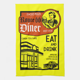 Amerikanisches Diner der 1950er Jahre Geschirrtuch